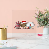 Peace Love Nurse, Halloween Classic T-shirt Acryl Bord (Huwelijk)