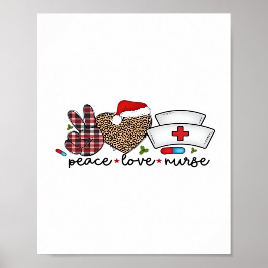 Peace Love Nurse, Halloween Classic T-shirt Poster (Voorkant)