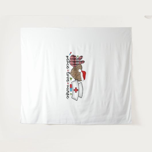 Peace Love Nurse, Halloween Classic T-shirt Wandkleed (Voorkant (horizontaal))