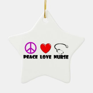 Peace Love Nurse Keramisch Ornament
