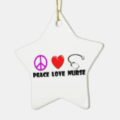 Peace Love Nurse Keramisch Ornament (Links)