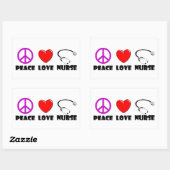 Peace Love Nurse Rechthoekige Sticker (Vel)