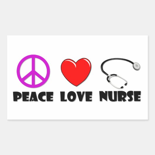 Peace Love Nurse Rechthoekige Sticker (Voorkant)