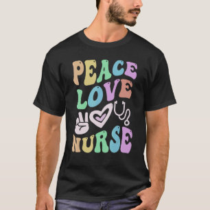 PEACE LOVE NURSE Retro Wellness Groovy School T-shirt