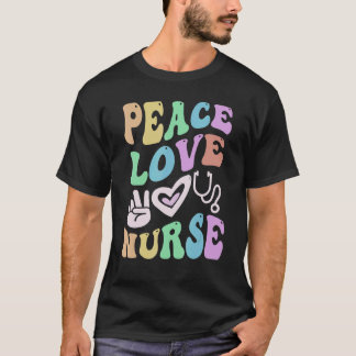 PEACE LOVE NURSE Retro Wellness Groovy School T-shirt
