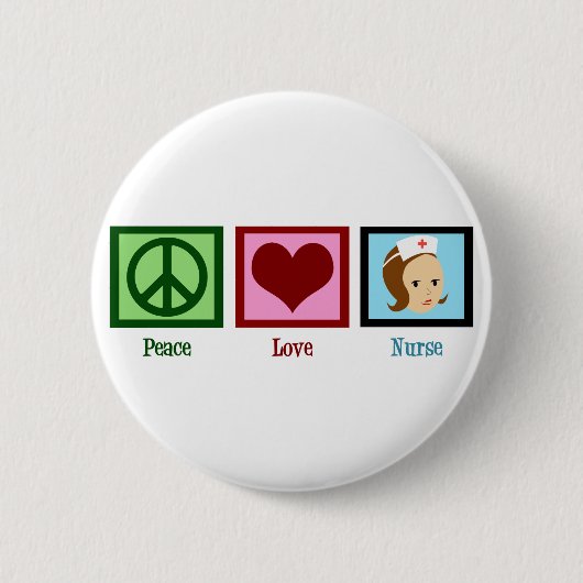 Peace Love Nurse Ronde Button 5,7 Cm (Voorkant)
