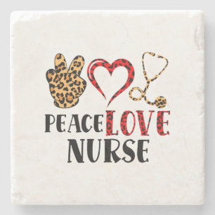 Peace Love Nurse - Schattige Nurse Design (2) Stenen Onderzetter