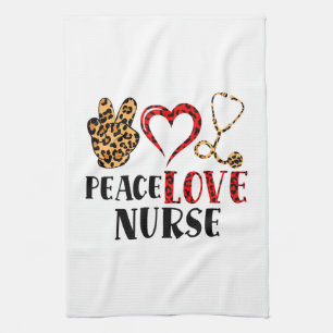Peace Love Nurse - Schattige Nurse Design (2) Theedoek