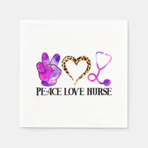 Peace Love Nurse - Schattige Nurse Design Servet