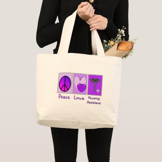 Peace Love Nursing Assistant Grote Tote Bag (Voorkant (product))