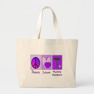 Peace Love Nursing Assistant Grote Tote Bag
