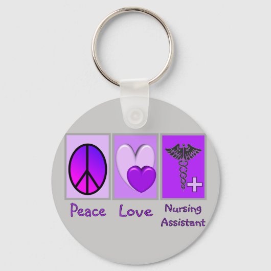 Peace Love Nursing Assistant Sleutelhanger (Voorkant)