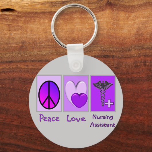 Peace Love Nursing Assistant Sleutelhanger (Voorkant)