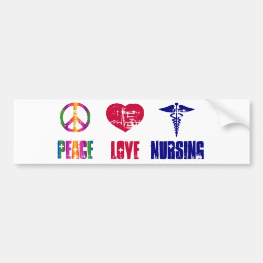 Peace Love Nursing Bumpersticker (Voorkant)