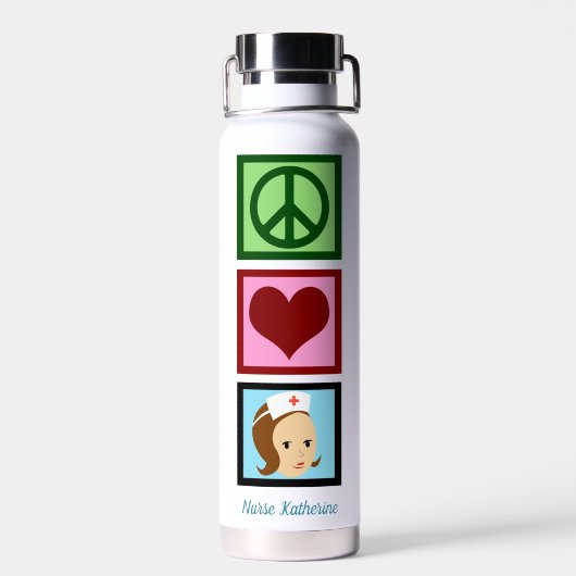 Peace Love Nursing Cute Personalized Nurse Waterfles (Achterkant)