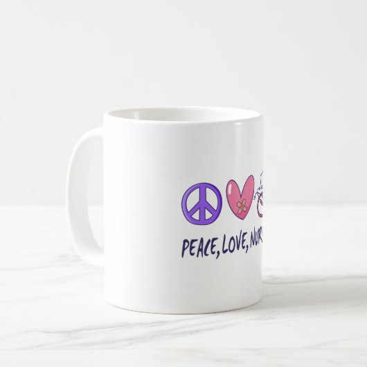 Peace Love Nursing Koffiemok (Voorkant links)