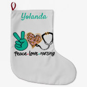 Peace Love Nursing Personalized Grote Kerstsok (Voorkant)