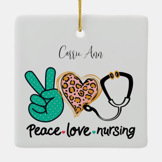 Peace Love Nursing Personalized Keramisch Ornament (Achterkant)