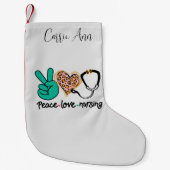 Peace Love Nursing Personalized Kleine Kerstsok (Voorkant)