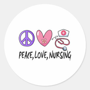 Peace Love Nursing Ronde Sticker