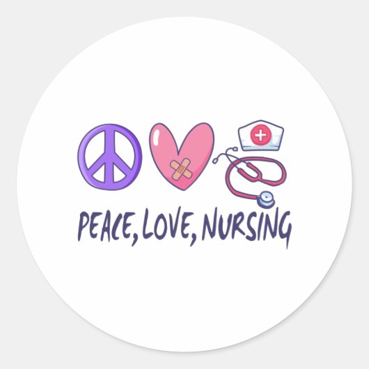 Peace Love Nursing Ronde Sticker (Voorkant)
