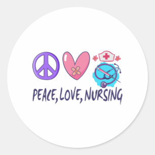 Peace Love Nursing Ronde Sticker
