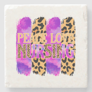 Peace Love Nursing - Schattige Nurse Design (2) Stenen Onderzetter
