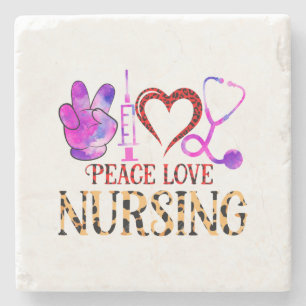 Peace Love Nursing - Schattige Nurse Design Stenen Onderzetter