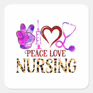 Peace Love Nursing - Schattige Nurse Design Vierkante Sticker