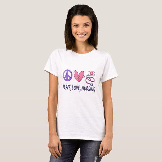 Peace Love Nursing T-shirt (Voorkant volledig)