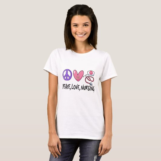 Peace Love Nursing T-shirt (Voorkant volledig)