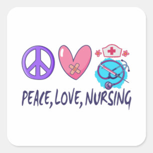 Peace Love Nursing Vierkante Sticker
