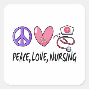 Peace Love Nursing Vierkante Sticker