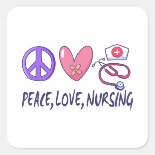 Peace Love Nursing Vierkante Sticker
