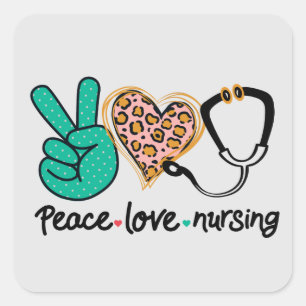 Peace Love Nursing Vierkante Sticker