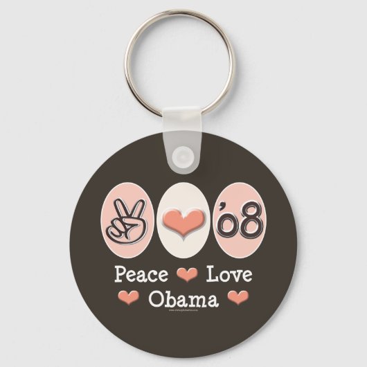 Peace Love Obama 08 Sleutelhanger (Voorkant)
