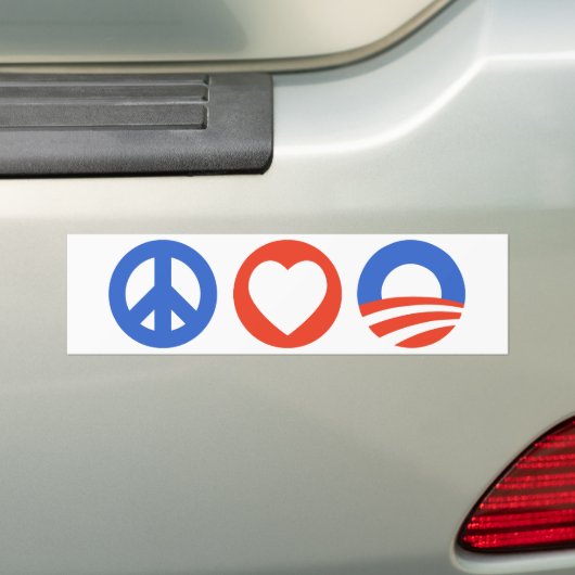Peace Love Obama Bumpersticker (Op auto)