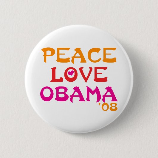 Peace Love Obama Ronde Button 5,7 Cm (Voorkant)