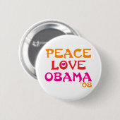 Peace Love Obama Ronde Button 5,7 Cm (Voorkant /achterkant)
