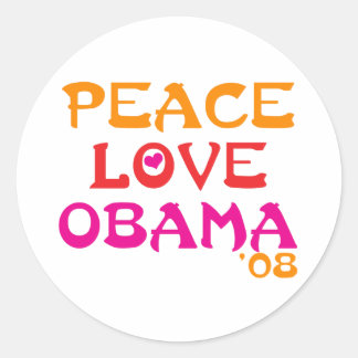 Peace Love Obama Ronde Sticker