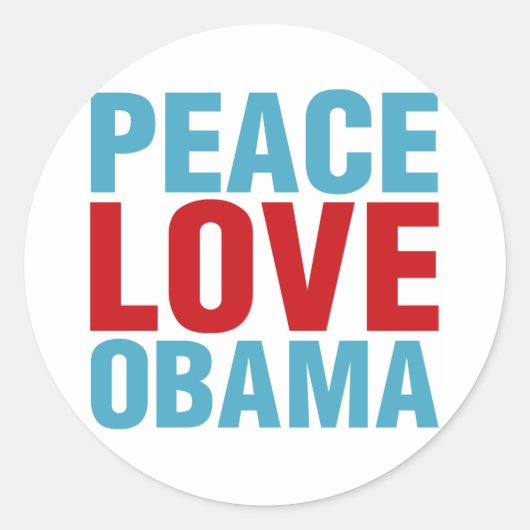 Peace Love Obama Ronde Sticker (Voorkant)