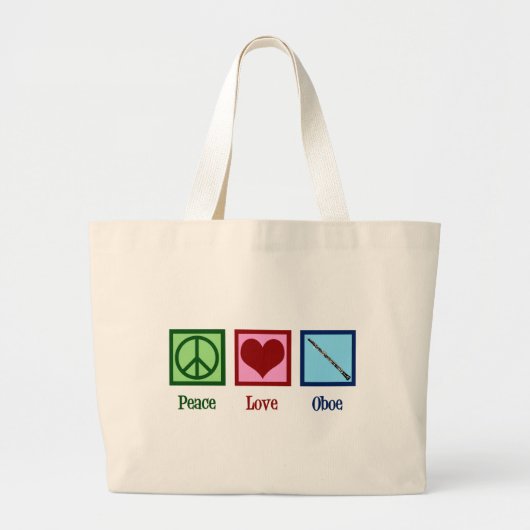 Peace Love Oboe Grote Tote Bag (Voorkant)