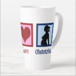 Peace Love Obstetrics Cute OBGYN Kantoor Latte Mok<br><div class="desc">Een schattig verloskundig cadeau voor mensen die bij een OBGYN-kantoor werken.  kerstcadeau voor de Vredesliefhebber.</div>