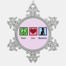 Peace Love Obstetrics Tin Sneeuwvlok Ornament