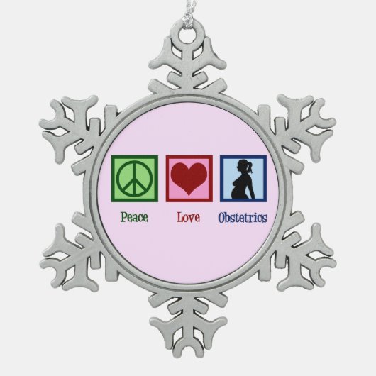 Peace Love Obstetrics Tin Sneeuwvlok Ornament (Voorkant)