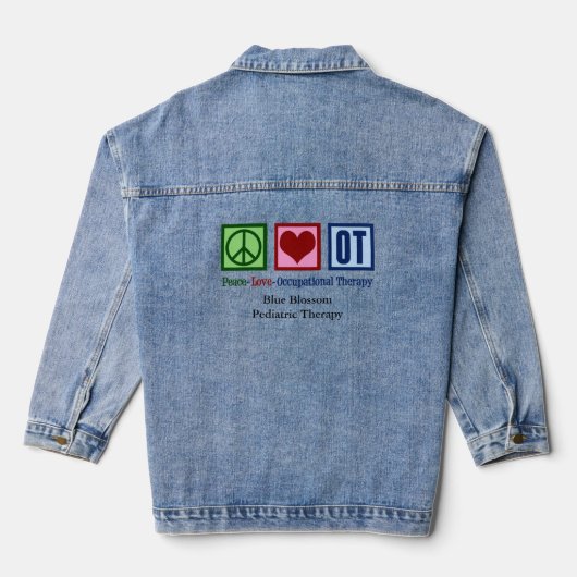 Peace Love Occupational Therapy Aangepast voor OT Denim Jacket (Achterkant)