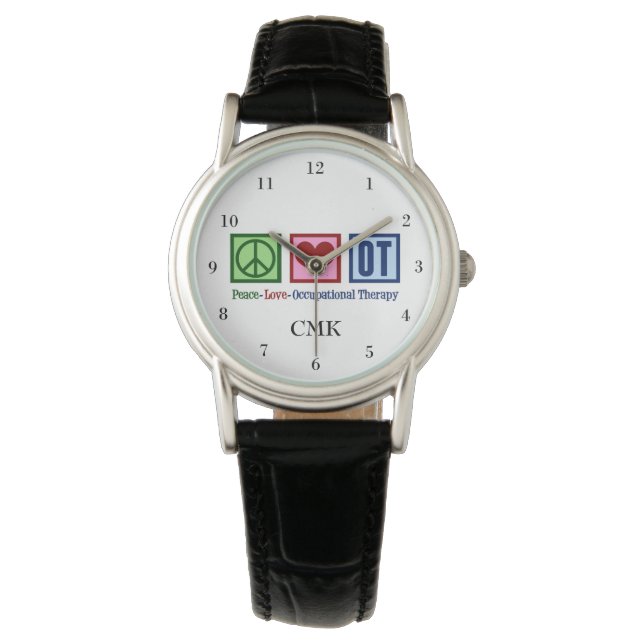 Peace Love Occupational Therapy Horloge (Voorkant)