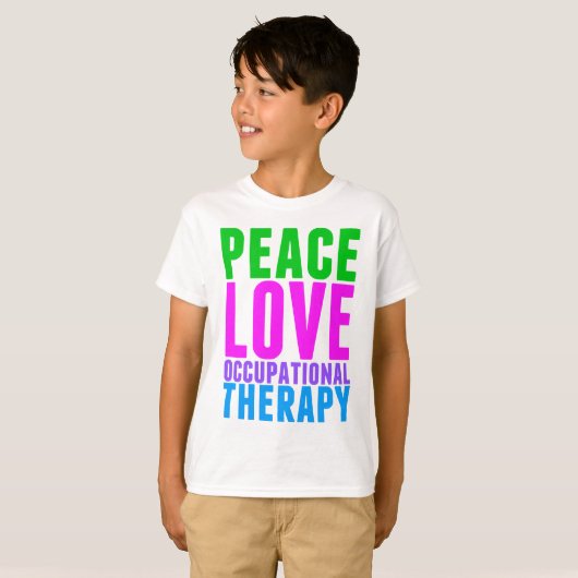 Peace Love Occupational Therapy Kinder T-shirt (Voorkant volledig)