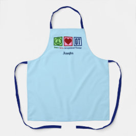 Peace Love Occupational Therapy Monogram Blue OT Schort