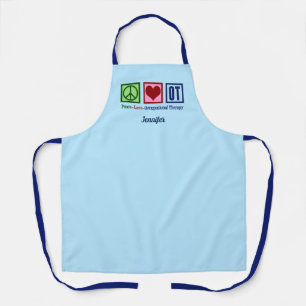 Peace Love Occupational Therapy Monogram Blue OT Schort